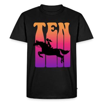 Girl riding, I am 10 years old, children 10. - Men's Premium Organic T-Shirt - black - Front - Nico (187cm)