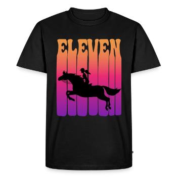 Girl riding, I am 11 years old, children 11. - Men's Premium Organic T-Shirt - black - Front - Nico (187cm)