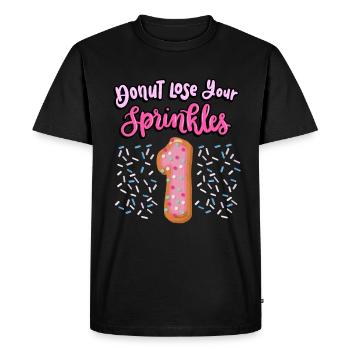 Donut Lose Your Sprinkles 1er anniversaire | Beignet - T-shirt Premium bio Homme - noir - Devant - Nico (187cm)