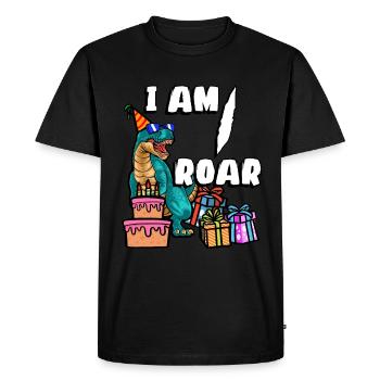 Je suis 1 Roarer | Chemise d’anniversaire de dinosaure - T-shirt Premium bio Homme - noir - Devant - Nico (187cm)