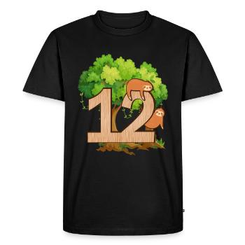 12e anniversaire | | d’anniversaire de paresseux Paresse - T-shirt Premium bio Homme - noir - Devant - Nico (187cm)