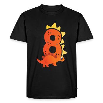 8e anniversaire | Anniversaire dinosaure | - T-shirt Premium bio Homme - noir - Devant - Nico (187cm)