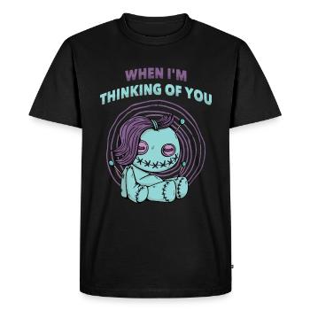 Quand je pense à toi Poupée vaudou Halloween - T-shirt Premium bio Homme - noir - Devant - Nico (187cm)
