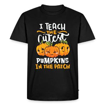 I Teach The Cutest Pumpkins In The Patch - Men's Premium Organic T-Shirt - black - Front - Nico (187cm)