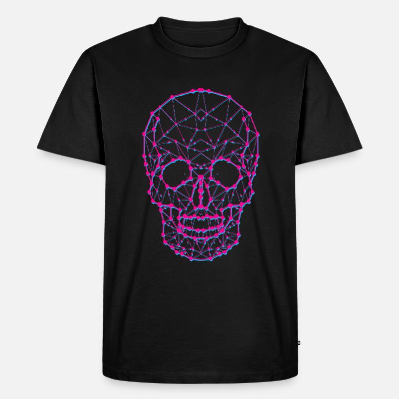 Polygon Schädel - Männer Premium Bio T-Shirt - Schwarz