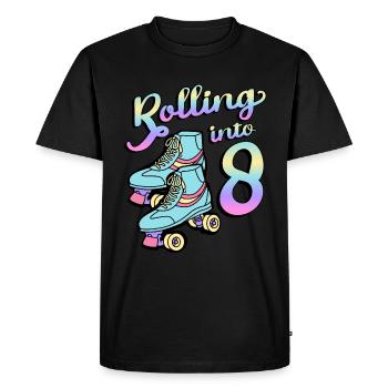 Rolling Into 8 Roller Skaters Skates 8th Anniversary - Men's Premium Organic T-Shirt - black - Front - Nico (187cm)