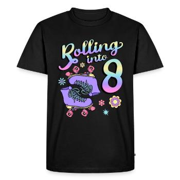 Rolling Into 8 Roller Skaters Floral 8th Year - Men's Premium Organic T-Shirt - black - Front - Nico (187cm)