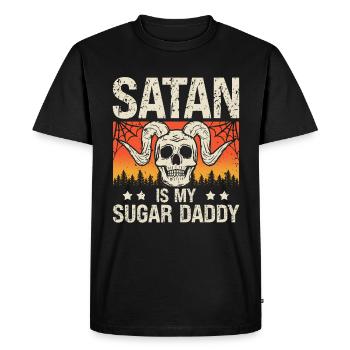 Satan est mon sugar daddy Spooky Halloween Vacances - T-shirt Premium bio Homme - noir - Devant - Nico (187cm)