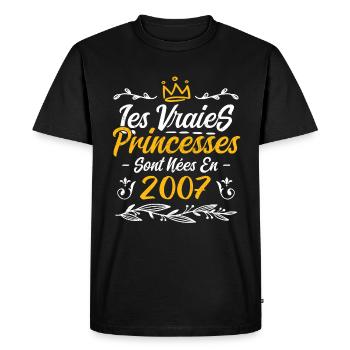 Les Vraies Princesses Sont Nées En 2007 - T-shirt Premium bio Homme - noir - Devant - Nico (187cm)