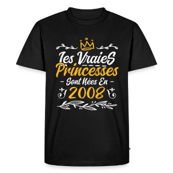 Les Vraies Princesses Sont Nées En 2008 - T-shirt Premium bio Homme - noir - Devant - Nico (187cm)