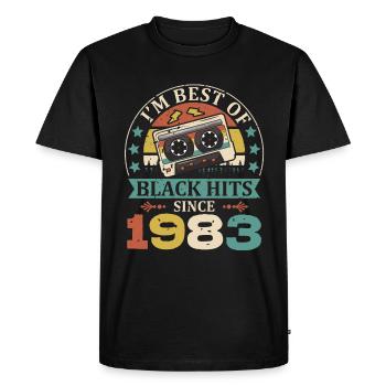 I’m Best Of Black Hits Cassette depuis 1983 - T-shirt Premium bio Homme - noir - Devant - Nico (187cm)