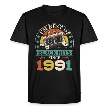 I’m Best Of Black Hits depuis 1991 Cassette - T-shirt Premium bio Homme - noir - Devant - Nico (187cm)