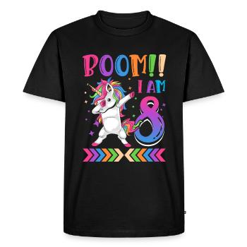 Boom!! Ich Bin 8, Buntes Lustiges Einhorn 8. - T-shirt Premium bio Homme - noir - Devant - Nico (187cm)