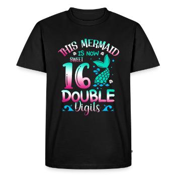 This mermaid is now 16, double digits, - Men's Premium Organic T-Shirt - black - Front - Nico (187cm)