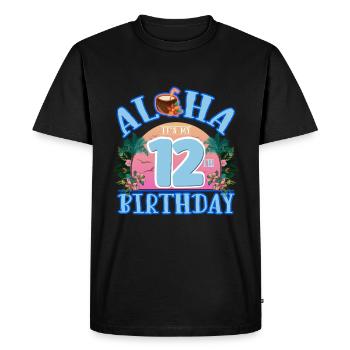 Aloha C’est mon 12ème anniversaire Noix de - T-shirt Premium bio Homme - noir - Devant - Nico (187cm)