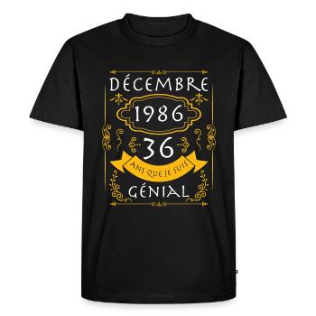 décembre, 36 Ans Que Je Suis Génial Anniversaire - T-shirt Premium bio Homme - noir - Devant - Nico (187cm)