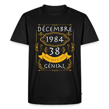 décembre, 38 Ans Que Je Suis Génial Anniversaire - T-shirt Premium bio Homme - noir - Devant - Nico (187cm)