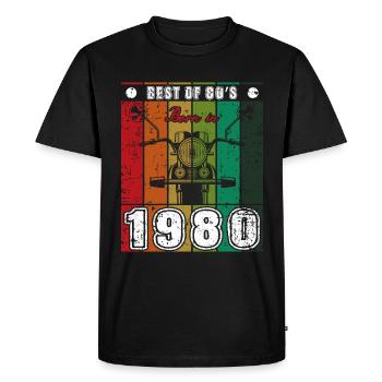 Le meilleur de la moto classique des années 80 née en 1980 - T-shirt Premium bio Homme - noir - Devant - Nico (187cm)