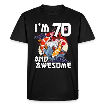 J’ai 70 ans et génial Koi de carpe japonaise - T-shirt Premium bio Homme - noir - Devant - Nico (187cm)
