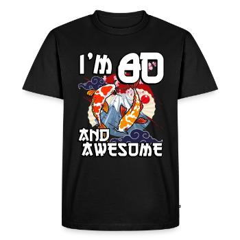 J’ai 80 ans et j’ai un koi de carpe japonaise génial - T-shirt Premium bio Homme - noir - Devant - Nico (187cm)