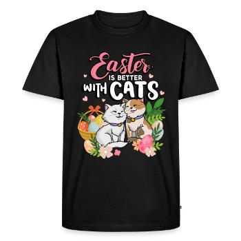 Pâques est mieux avec les chats Vacances de la saison de Pâques - T-shirt Premium bio Homme - noir - Devant - Nico (187cm)