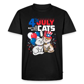 Le 4 juillet est meilleur avec les chats - T-shirt Premium bio Homme - noir - Devant - Nico (187cm)