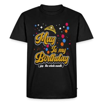 Mai est mon anniversaire, oui. Tout le mois - T-shirt Premium bio Homme - noir - Devant - Nico (187cm)