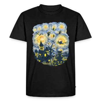 Spooky Evening With Pumpkins Ghosts - Men's Premium Organic T-Shirt - black - Front - Nico (187cm)