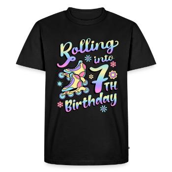 Rolling Into 7th Birthday Roller Skater - Men's Premium Organic T-Shirt - black - Front - Nico (187cm)