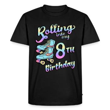 Rolling Into My 8th Birthday Quad Skater - Men's Premium Organic T-Shirt - black - Front - Nico (187cm)