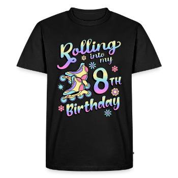 Rolling Into My 8th Birthday Roller Skater Inline - Men's Premium Organic T-Shirt - black - Front - Nico (187cm)
