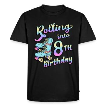Rolling Into 8th Birthday Quad Skater - Men's Premium Organic T-Shirt - black - Front - Nico (187cm)