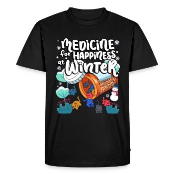 Medicine to Happiness at Winter Cat Gummies - Men's Premium Organic T-Shirt - black - Front - Nico (187cm)
