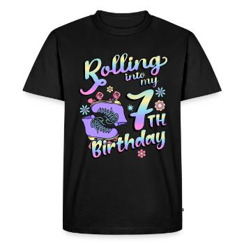 Rolling Into My 7th Birthday Quad Skater - Men's Premium Organic T-Shirt - black - Front - Nico (187cm)