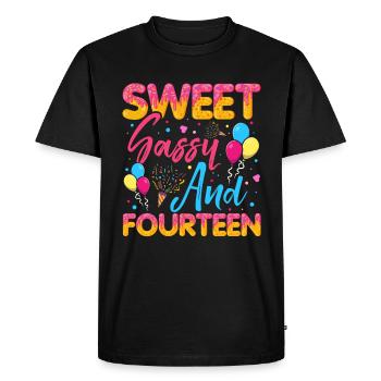 Doux Sassy Et Quatorze Saupoudrés Délicieux - T-shirt Premium bio Homme - noir - Devant - Nico (187cm)