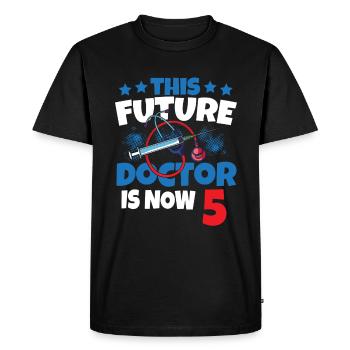 This future doctor is now 5 doctor child 5. - Men's Premium Organic T-Shirt - black - Front - Nico (187cm)