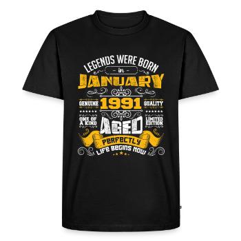 Legends were born in January 1991 - Men's Premium Organic T-Shirt - black - Front - Nico (187cm)