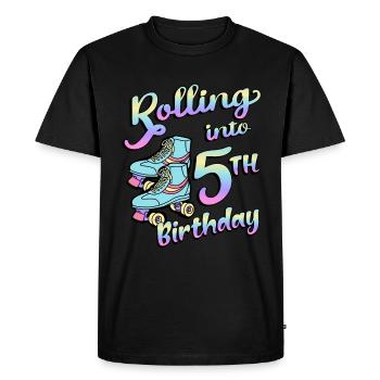 Rolling Into 5th Birthday Quad Skater Roller Skates - Men's Premium Organic T-Shirt - black - Front - Nico (187cm)