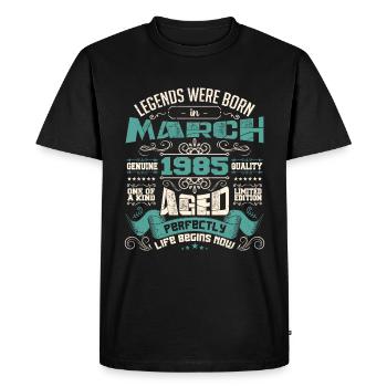 March 1985 | birthday gift - T-shirt Premium bio Homme - noir - Devant - Nico (187cm)