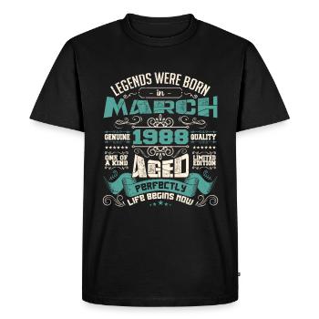 March 1988 | birthday gift - T-shirt Premium bio Homme - noir - Devant - Nico (187cm)