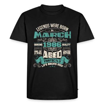 March 1986 | birthday gift - T-shirt Premium bio Homme - noir - Devant - Nico (187cm)