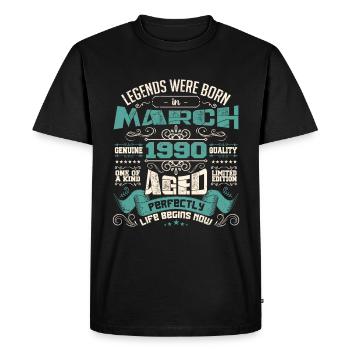 March 1990 | birthday gift - T-shirt Premium bio Homme - noir - Devant - Nico (187cm)