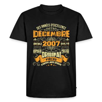 VINTAGE DÉCEMBRE 2007 ORIGINAL PIÈCES - T-shirt Premium bio Homme - noir - Devant - Nico (187cm)