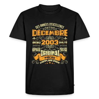 VINTAGE DÉCEMBRE 2003 ORIGINAL PIÈCES - T-shirt Premium bio Homme - noir - Devant - Nico (187cm)