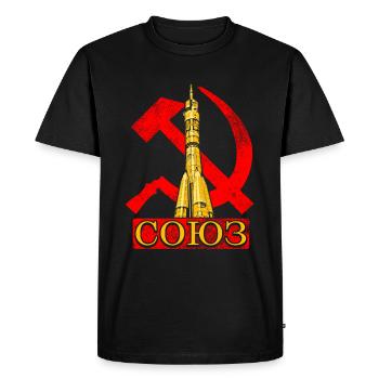 Soyuz rocket Soviet Union - Men's Premium Organic T-Shirt - black - Front - Nico (187cm)