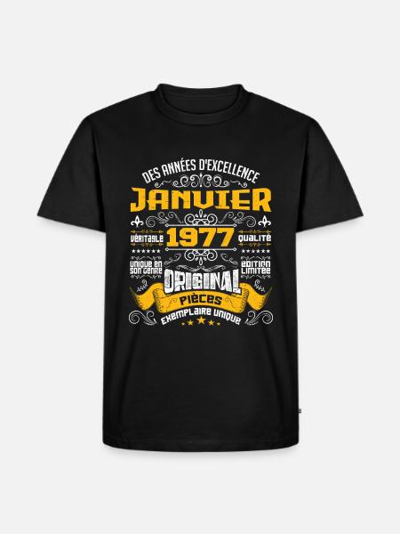 JANVIER 1977 | ORIGINAL PIÈCES - T-shirt Premium bio Homme - noir