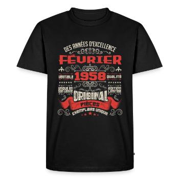 Février 1958 | Des Années D'excellence - T-shirt Premium bio Homme - noir - Devant - Nico (187cm)