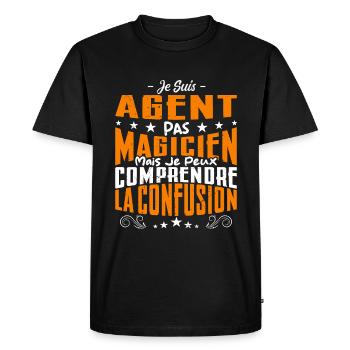 Je Suis Agent Pas Magicien - T-shirt Premium bio Homme - noir - Devant - Nico (187cm)