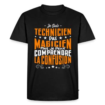 Je Suis Technicien Pas Magicien - T-shirt Premium bio Homme - noir - Devant - Nico (187cm)