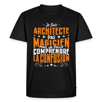 Je Suis Architecte Pas Magicien - T-shirt Premium bio Homme - noir - Devant - Nico (187cm)